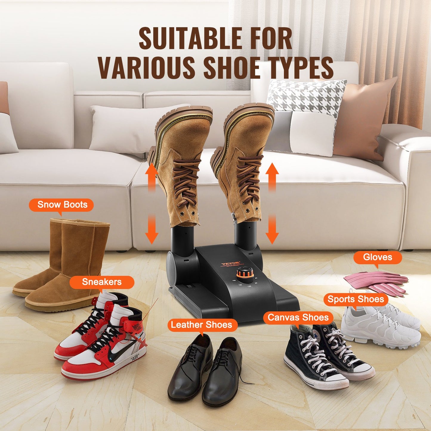 Foldable 2-Tube Shoe Dryer Boot Dryer with Heat Blower Black & Orange V952-XXHGJ2GWFSHG5G577V3