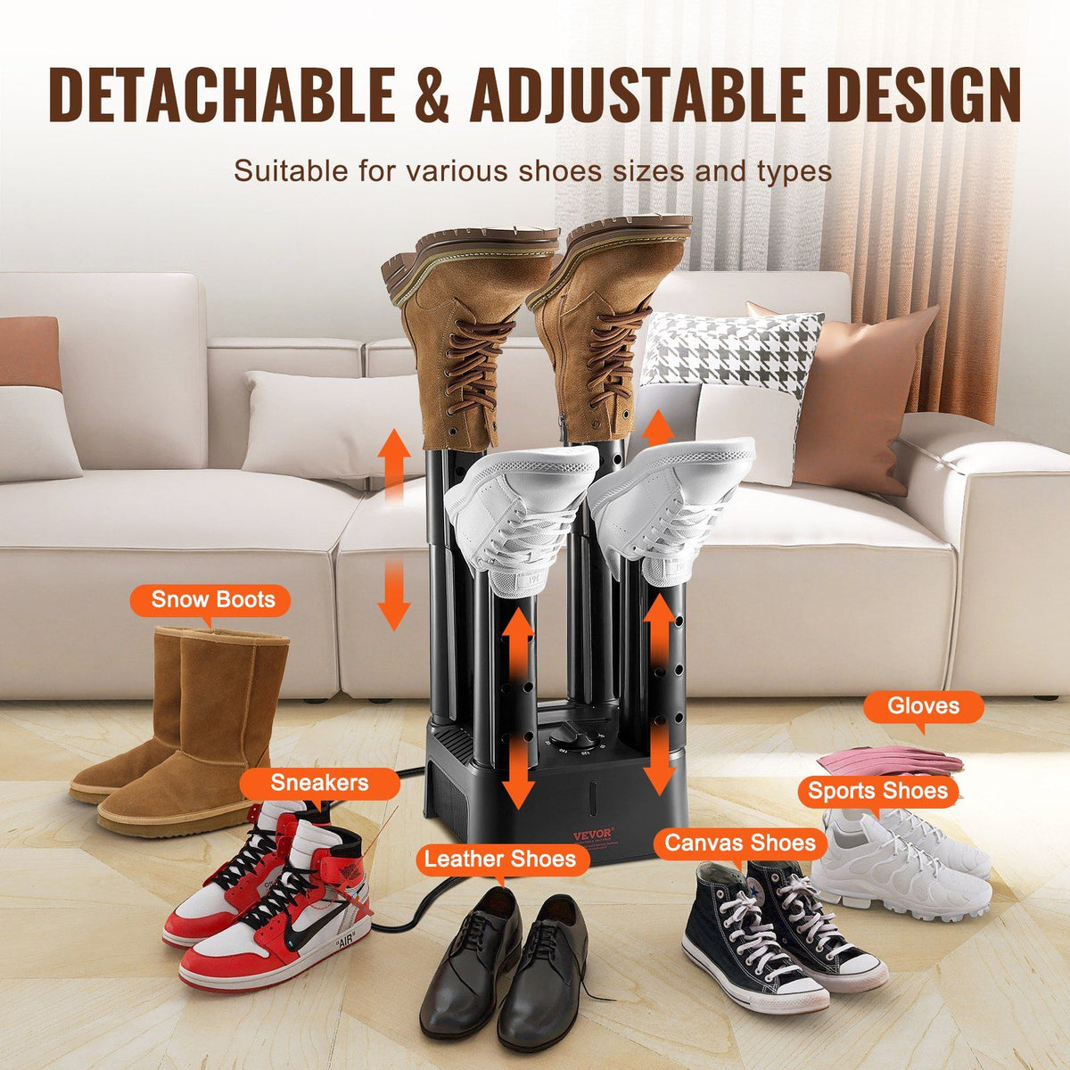 Detachable 4 Tubes Shoe Dryer, Portable Boot Dryer with Timer, Boot Warmers/Dryer with Heat Blower & ABS+PP V952-XXHGJ4GWFSHGBKRSRV3
