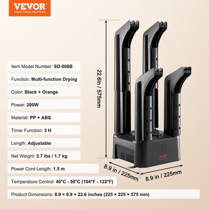 Detachable 4 Tubes Shoe Dryer, Portable Boot Dryer with Timer, Boot Warmers/Dryer with Heat Blower & ABS+PP V952-XXHGJ4GWFSHGBKRSRV3
