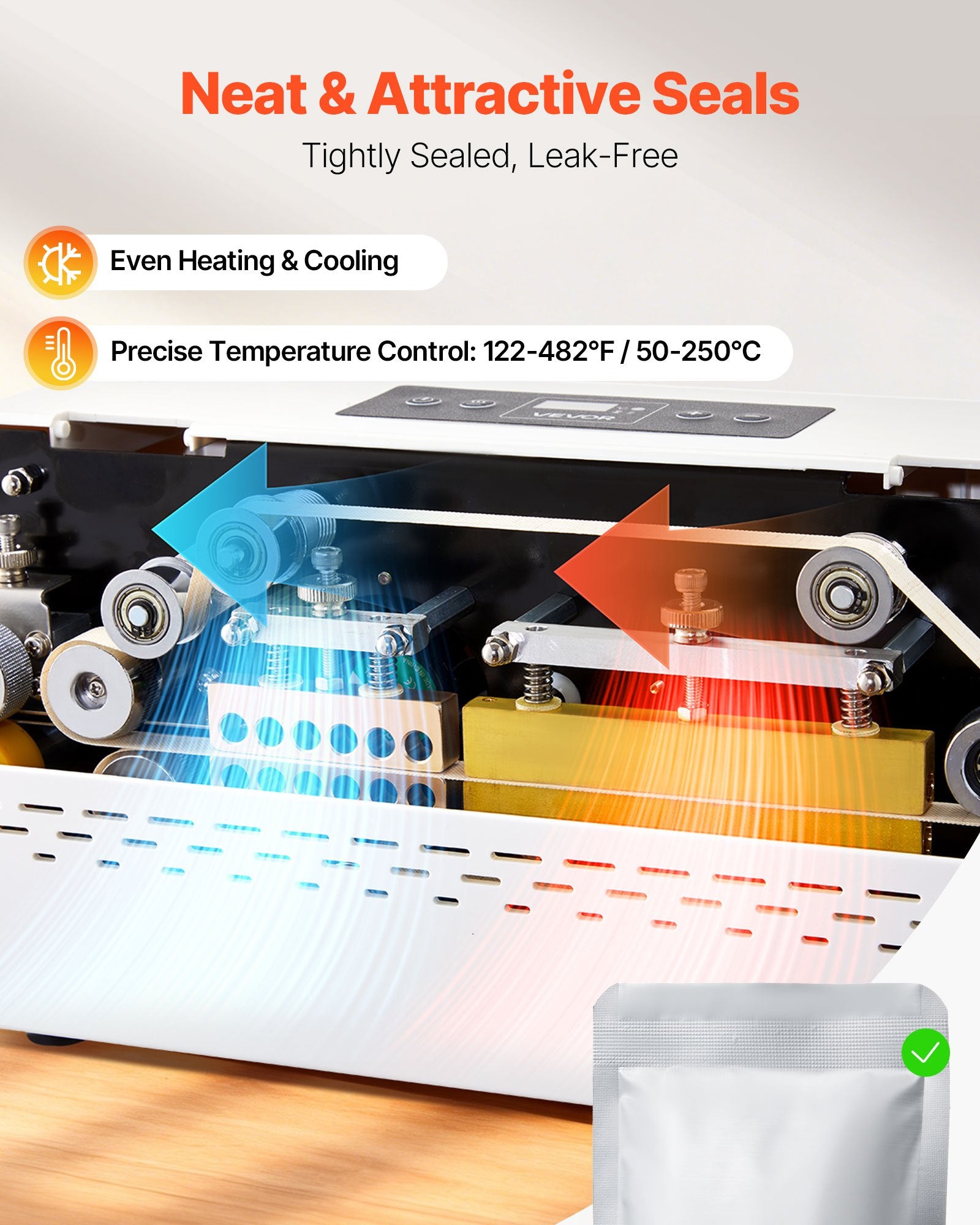 Continuous Sealing Machine, 8-12 mm Seal Width, Automatic Continuous Band Sealer with Digital Temperature V952-XXLXFKJTBPQBAGSQR001V3
