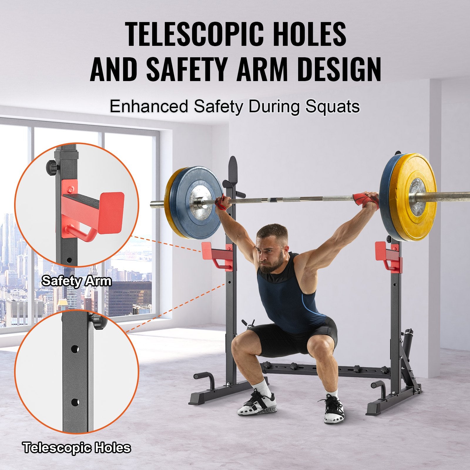 Squat Power Rack Adjustable Heavy Duty Barbell Weight Bench Press Stand V952-XXSDJ4182541OLCQRV0