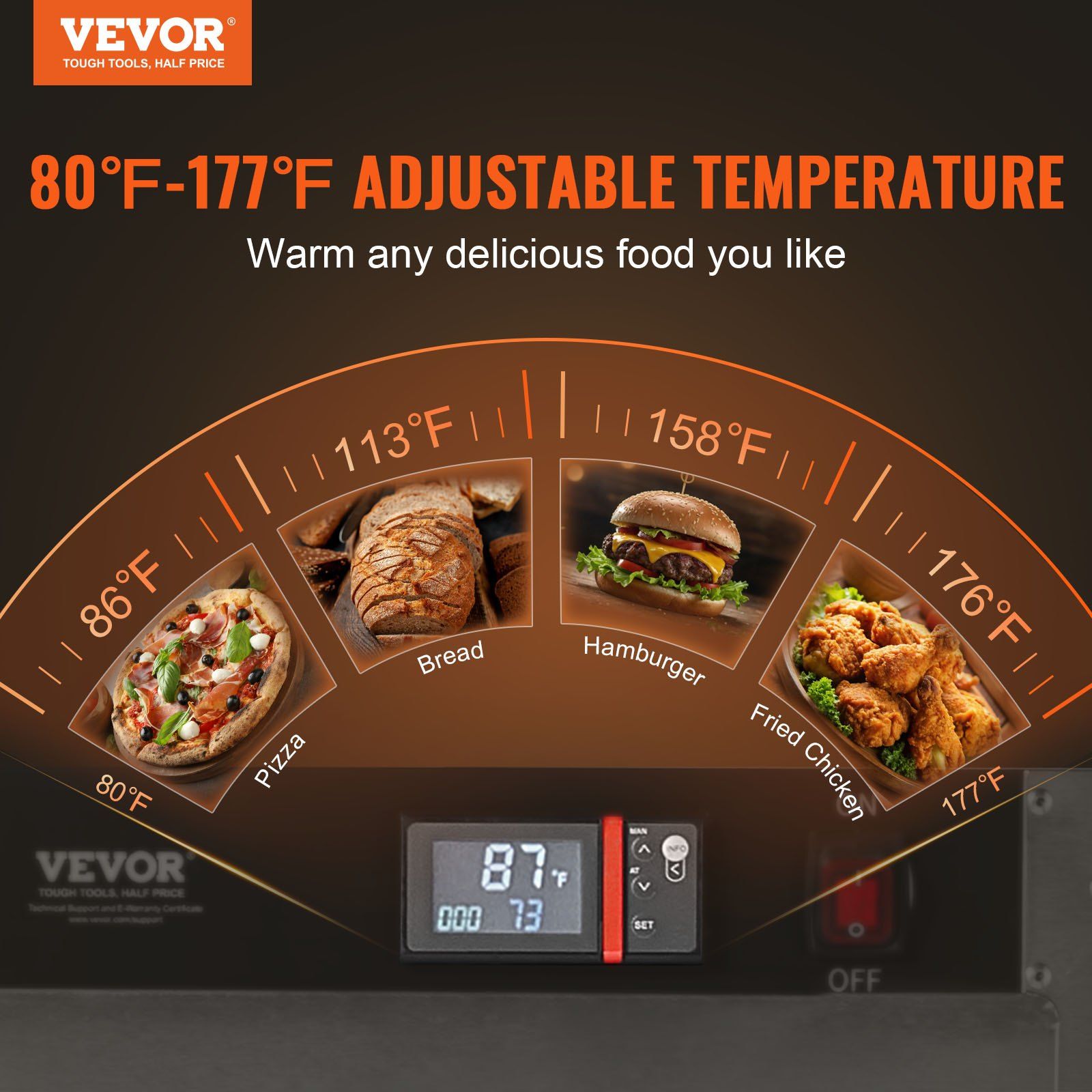 Hot Box Food Warmer, 4-Tier Concession Warmer with Water Tray, 4 Pans, Single-door and Adjustable Shelves, V952-XXSPBWJ4CBTMLX7IBV3