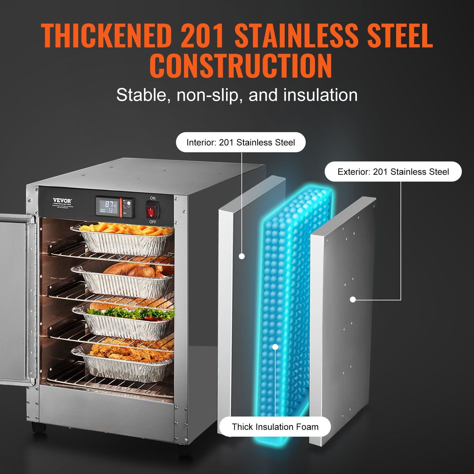 Hot Box Food Warmer, 4-Tier Concession Warmer with Water Tray, 4 Pans, Single-door and Adjustable Shelves, V952-XXSPBWJ4CBTMLX7IBV3
