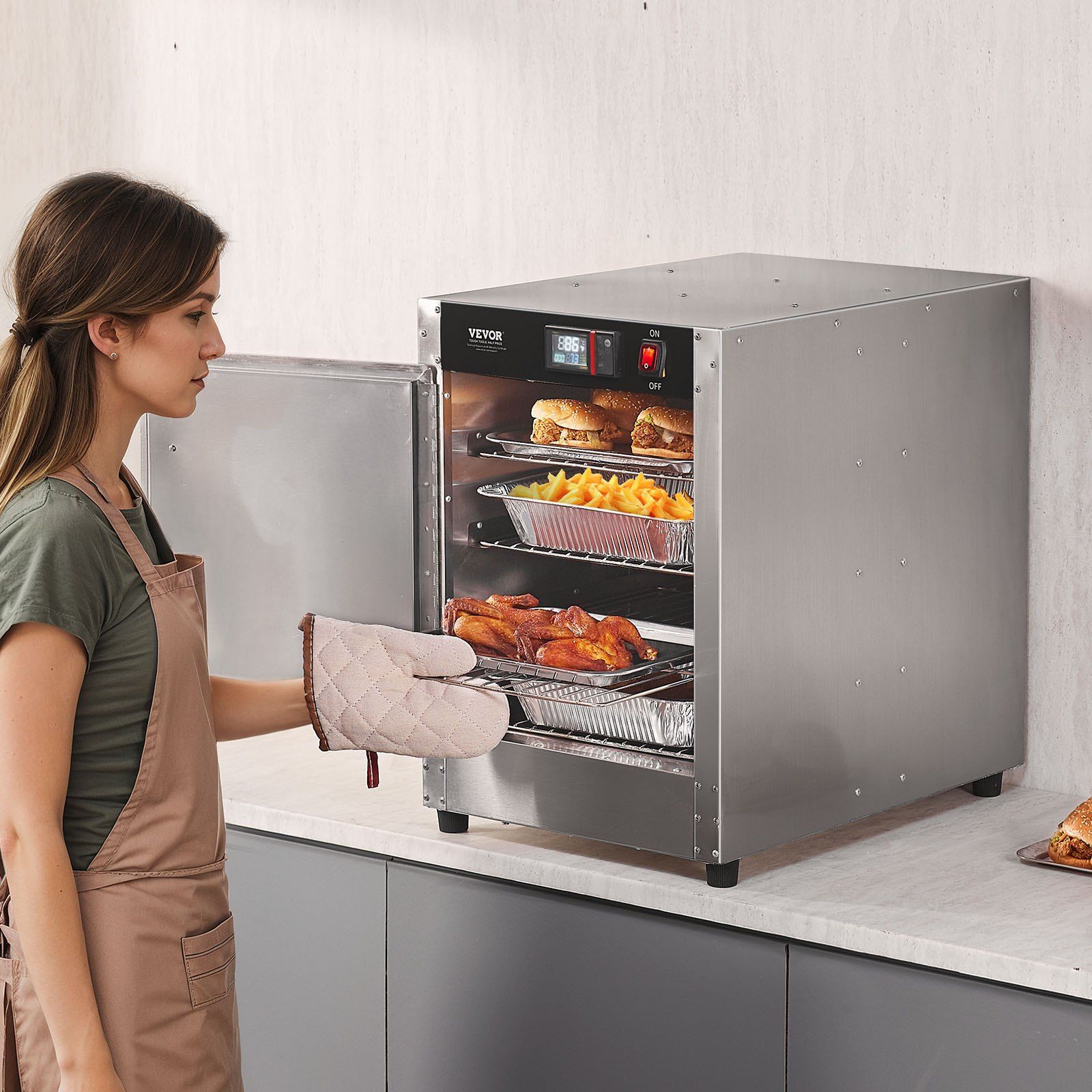 Hot Box Food Warmer, 4-Tier Concession Warmer with Water Tray, 4 Pans, Single-door and Adjustable Shelves, V952-XXSPBWJ4CBTMLX7IBV3