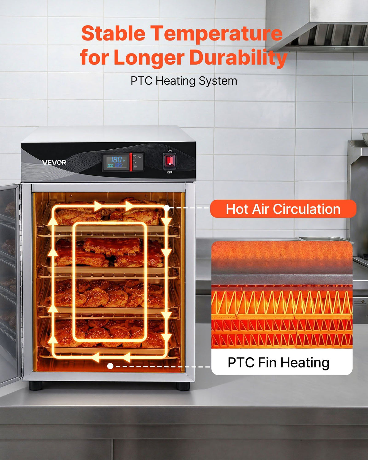Electric Hot Box Food Warmer, 4-Tier Commercial Warming Cabinet with Water Tray, Single-Door and Adjustable V952-XXSPBWJ4CDKBNMKK4001V3