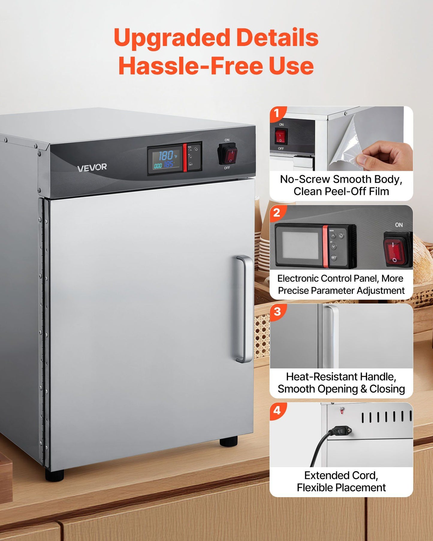 Electric Hot Box Food Warmer, 4-Tier Commercial Warming Cabinet with Water Tray, Single-Door and Adjustable V952-XXSPBWJ4CDKBNMKK4001V3