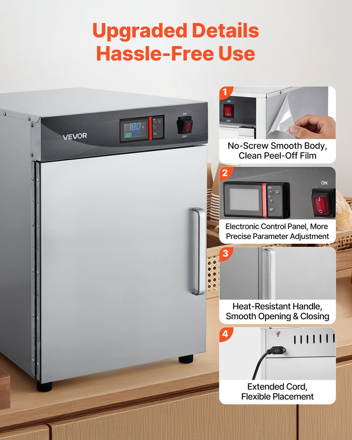 Electric Hot Box Food Warmer, 4-Tier Commercial Warming Cabinet with Water Tray, Single-Door and Adjustable V952-XXSPBWJ4CDKBNMKK4001V3