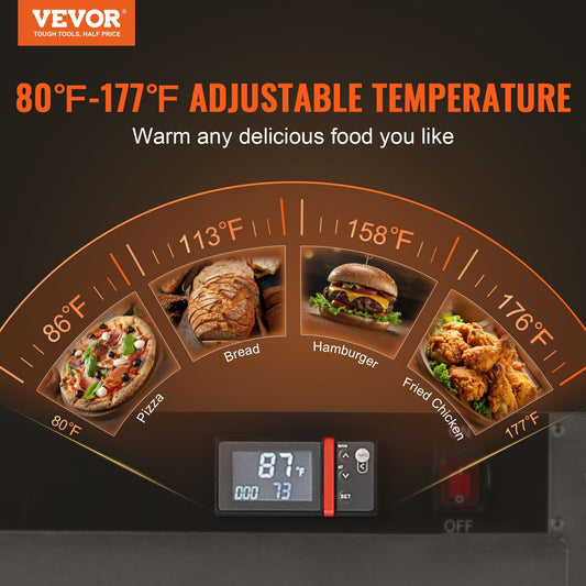 Hot Box Food Warmer, 4-Tier Concession Warmer with Water Tray, 4 Pans, Glass Double-door and Adjustable V952-XXSPBWJ4CTMMFFLR5V3