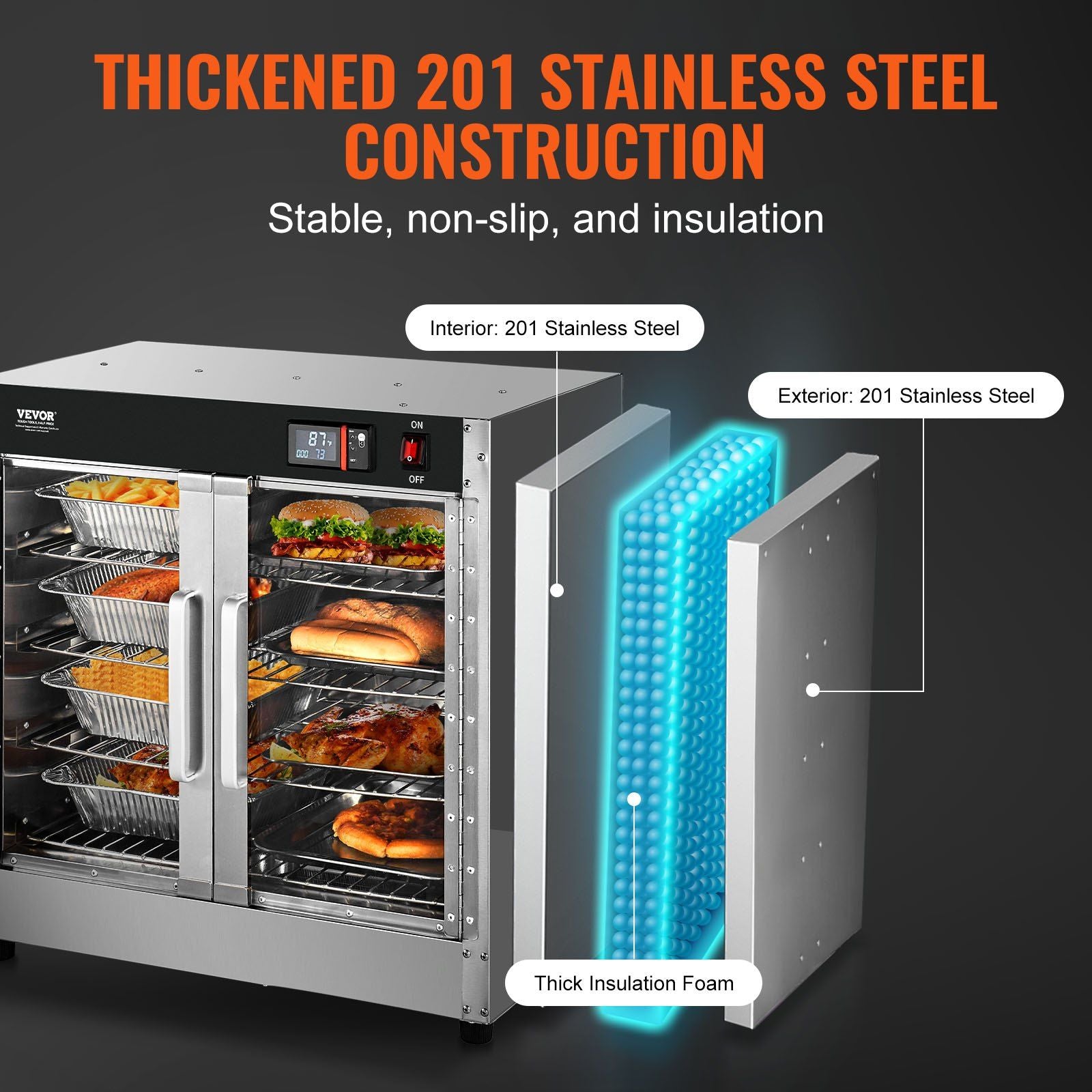 Hot Box Food Warmer, 4-Tier Concession Warmer with Water Tray, 4 Pans, Glass Double-door and Adjustable V952-XXSPBWJ4CTMMFFLR5V3