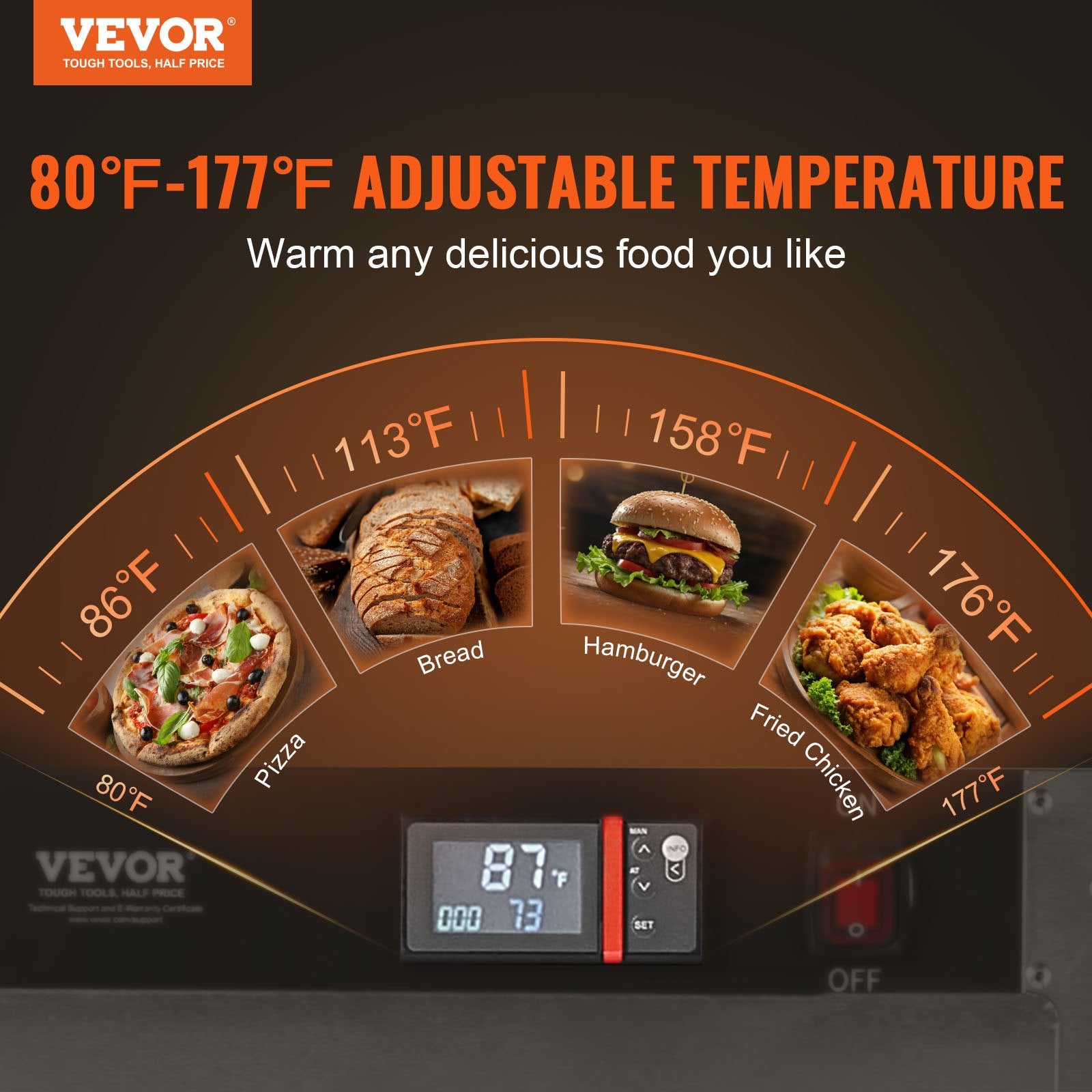 Hot Box Food Warmer, 5-Tier Concession Warmer with Water Tray, 5 Pans, Single-door and Adjustable Shelves, V952-XXSPBWJ5CBTM0I6VPV3