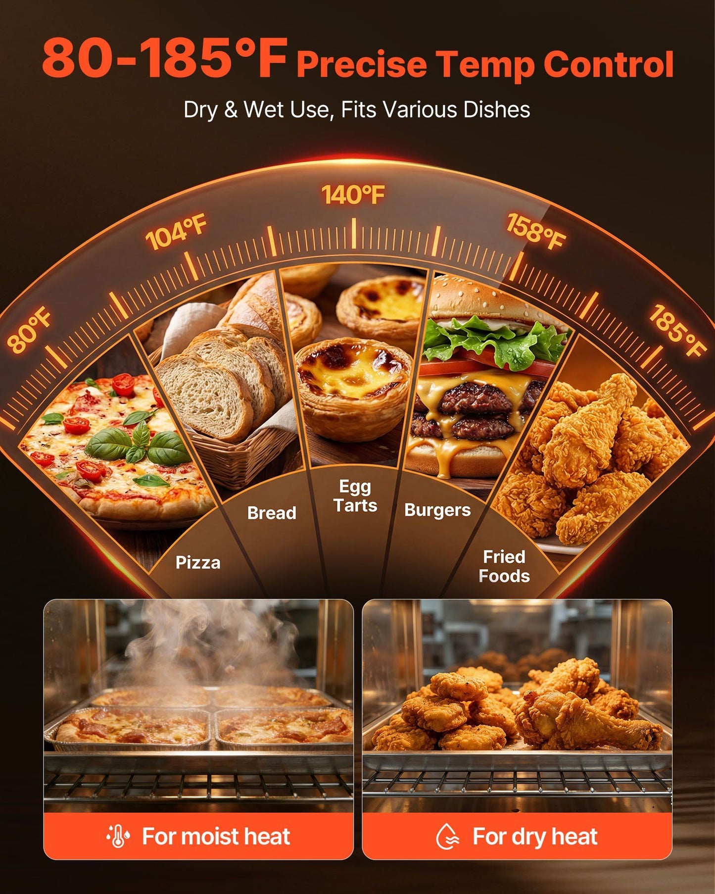 Electric Hot Box Food Warmer, 5-Tier Commercial Warming Cabinet with Water Tray, Single-Door and Adjustable V952-XXSPBWJ5CDKB3Q9TF001V3