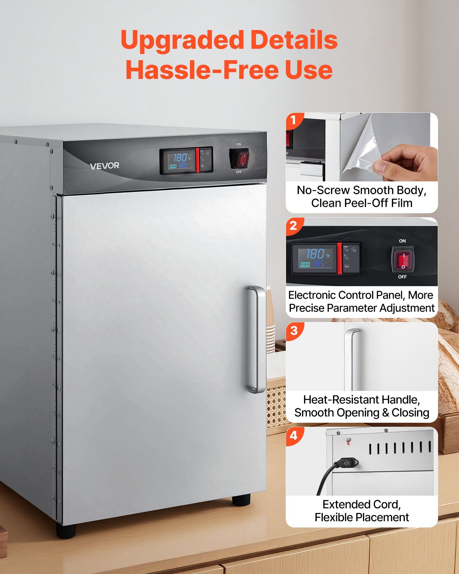 Electric Hot Box Food Warmer, 5-Tier Commercial Warming Cabinet with Water Tray, Single-Door and Adjustable V952-XXSPBWJ5CDKB3Q9TF001V3