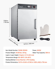 Electric Hot Box Food Warmer, 5-Tier Commercial Warming Cabinet with Water Tray, Single-Door and Adjustable V952-XXSPBWJ5CDKB3Q9TF001V3