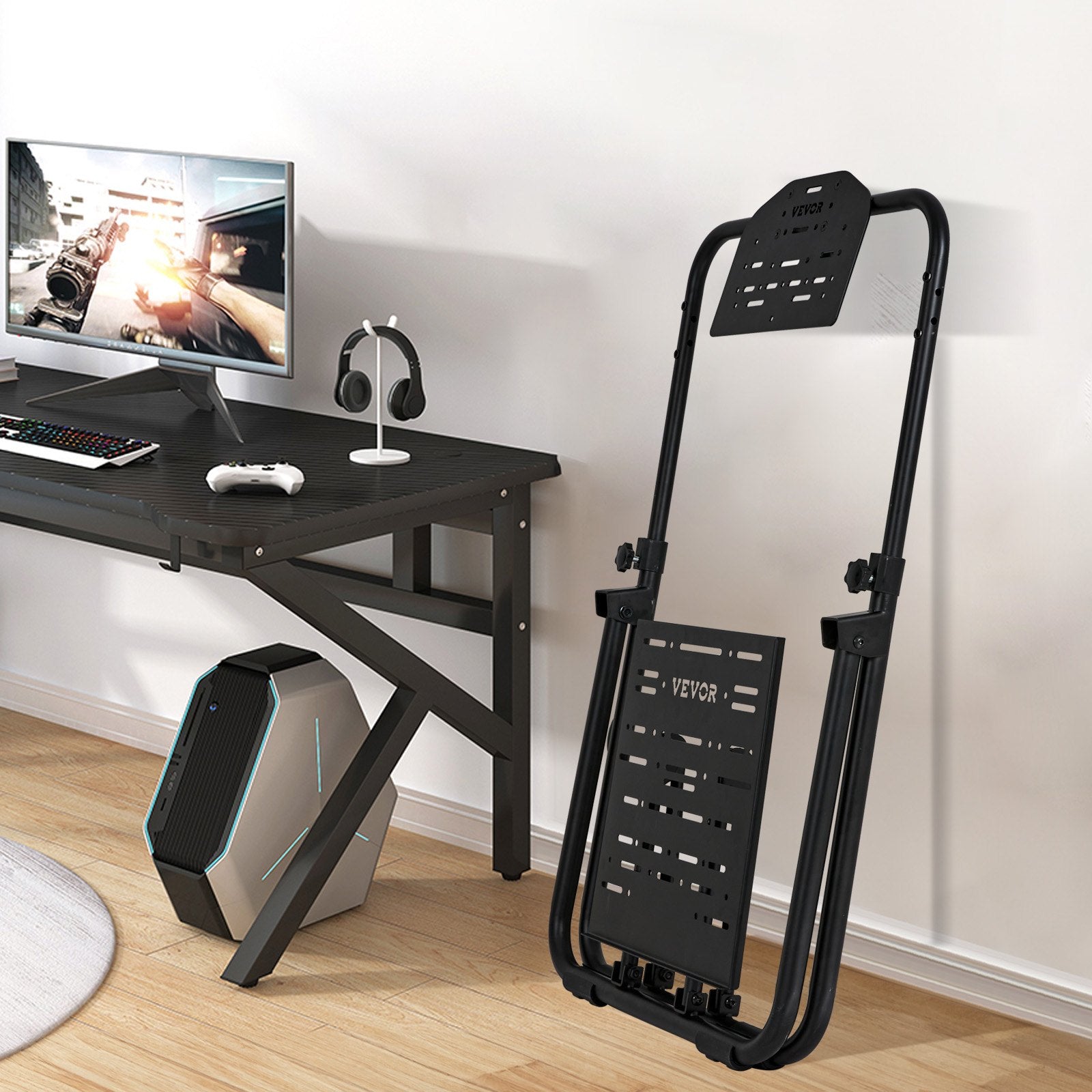 Foldable Racing Steering Wheel Stand, Height Adjustable Universal Base Compatible with Logitech & V952-XXZJXXXH0000H4274V0