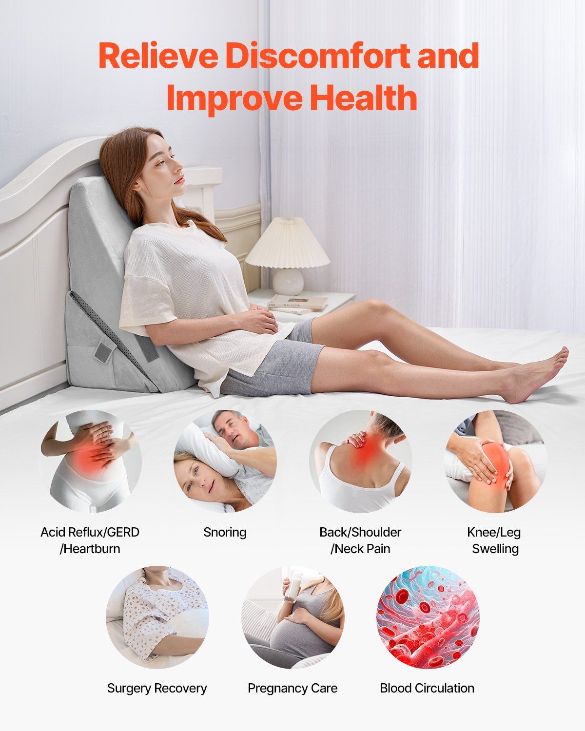 Bed Wedge Pillow for Sleeping, Adjustable Orthopedic Bed Wedge, 25D High-Density Foam Filling & Soft Washable V952-XXZKDJXXZ2JTHM31A001V0