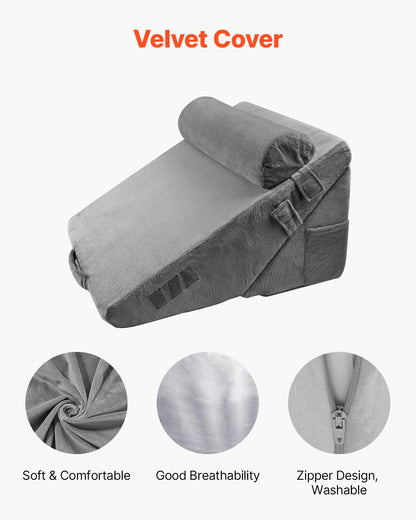 Bed Wedge Pillow for Sleeping, 3 Pcs Adjustable Orthopedic Bed Wedge Set, with Washable Cover & Foam Support, V952-XXZKDJXXZ3JTPE38X001V0