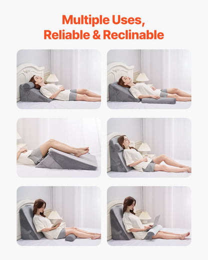 Bed Wedge Pillow for Sleeping, 3 Pcs Adjustable Orthopedic Bed Wedge Set, with Washable Cover & Foam Support, V952-XXZKDJXXZ3JTPE38X001V0