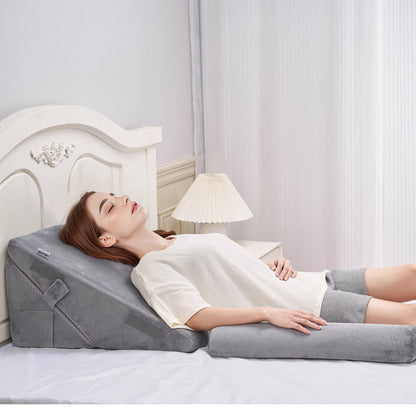 Bed Wedge Pillow for Sleeping, 3 Pcs Adjustable Orthopedic Bed Wedge Set, with Washable Cover & Foam Support, V952-XXZKDJXXZ3JTPE38X001V0