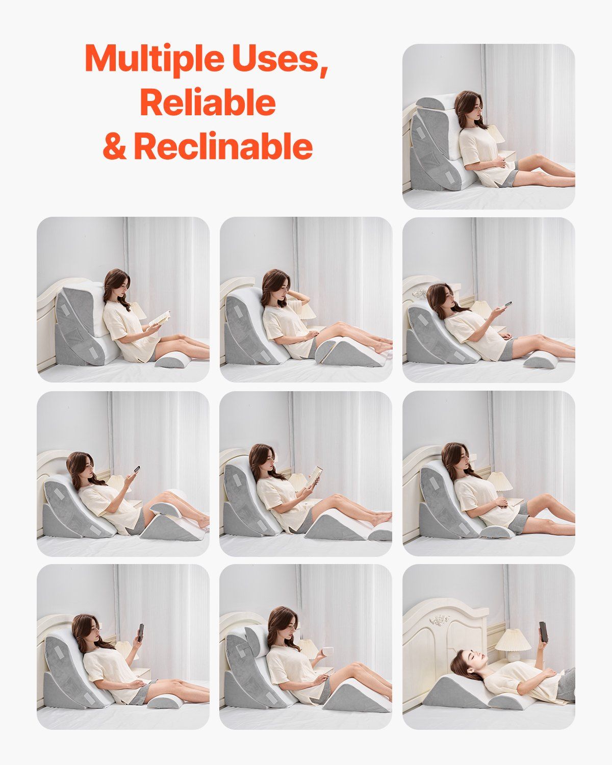 Wedge Pillow for Sleeping, 4 Pcs Adjustable Orthopedic Bed Wedge Set, Support Leg Neck Shoulder, Post Surgery V952-XXZKDJXXZ4JTN08JX001V0