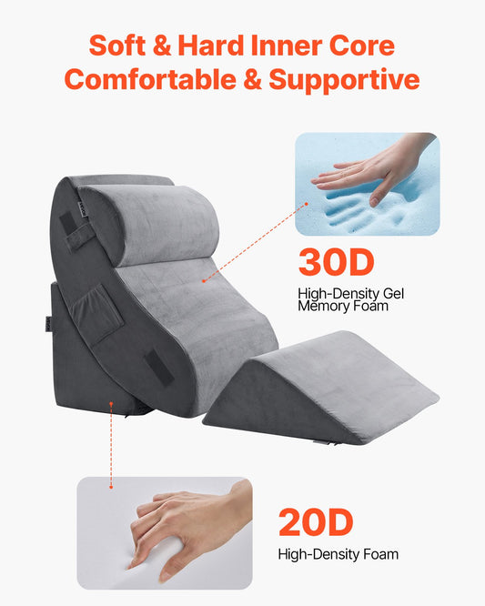 Wedge Pillow for Sleeping, 4 Pcs Adjustable Orthopedic Bed Wedge Set, Support Leg Neck Shoulder, Post Surgery V952-XXZKDJXXZ4JTW53OP001V0