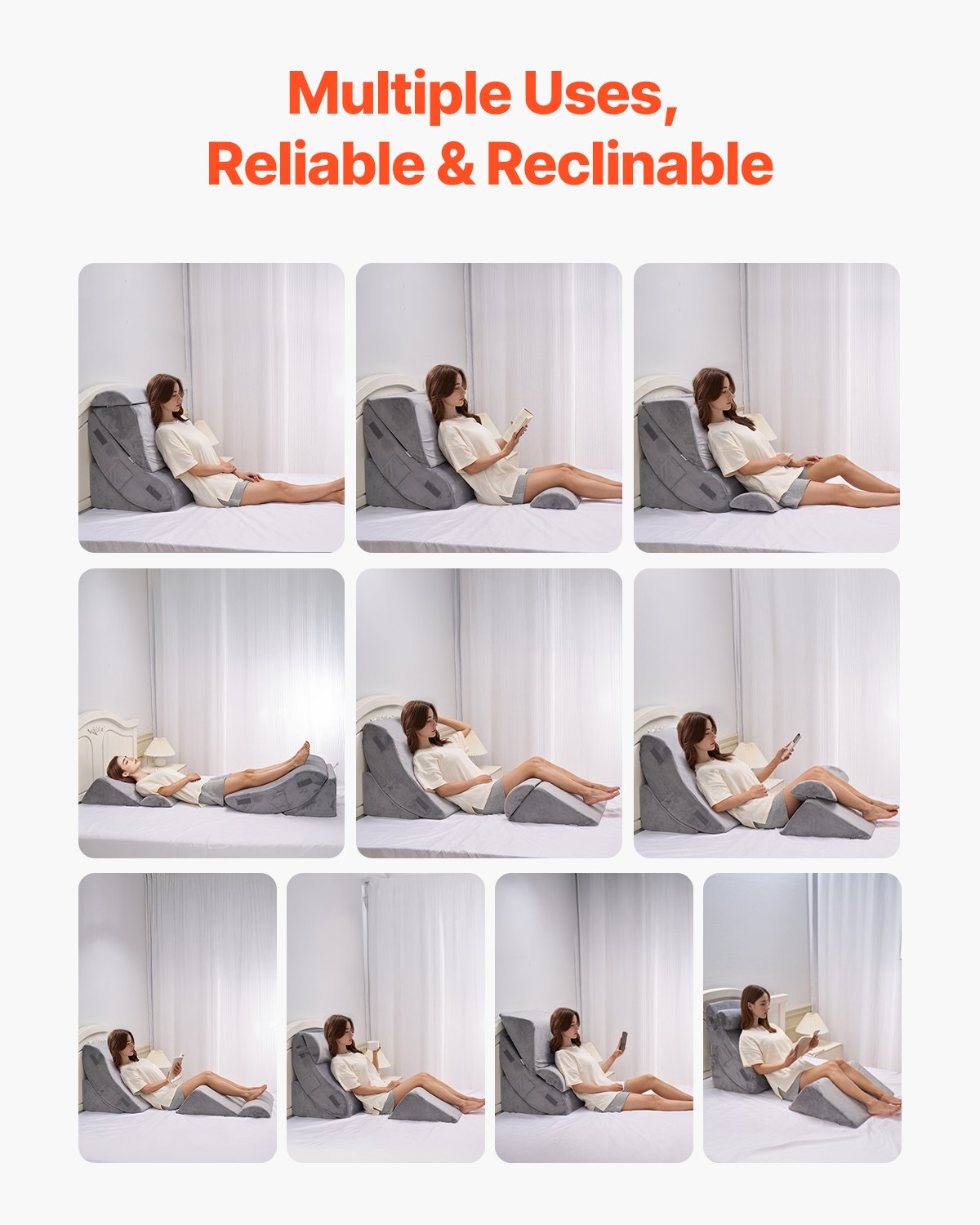 Wedge Pillow for Sleeping, 4 Pcs Adjustable Orthopedic Bed Wedge Set, Support Leg Neck Shoulder, Post Surgery V952-XXZKDJXXZ4JTW53OP001V0