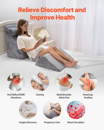 Wedge Pillow for Sleeping, 4 Pcs Adjustable Orthopedic Bed Wedge Set, Support Leg Neck Shoulder, Post Surgery V952-XXZKDJXXZ4JTW53OP001V0