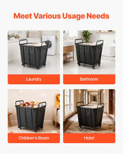 Laundry Cart, Rolling Grocery Utility Cart with Waterproof Liner & Swivel Wheels, 118 KG Large Load Capacity, V952-XYC2LKSJSCL04UN2C001V0