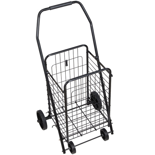 Shopping Cart, Folding Grocery Utility Cart with Swivel Wheels, 40.8 kg Large Load Capacity, Heavy Duty V952-XYC2ZDSTCSJS7HKN9001V0