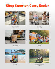Shopping Cart, Folding Grocery Utility Cart with Swivel Wheels, 40.8 kg Large Load Capacity, Heavy Duty V952-XYC2ZDSTCSJS7HKN9001V0