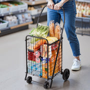 Shopping Cart, Folding Grocery Utility Cart with Swivel Wheels, 40.8 kg Large Load Capacity, Heavy Duty V952-XYC2ZDSTCSJS7HKN9001V0