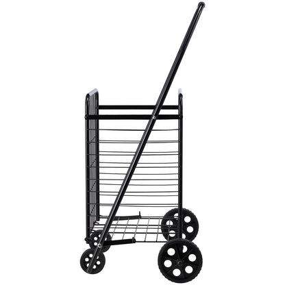 Shopping Cart, Folding Grocery Utility Cart with Swivel Wheels, 40.8 kg Large Load Capacity, Heavy Duty V952-XYC2ZDSTCSJS7HKN9001V0