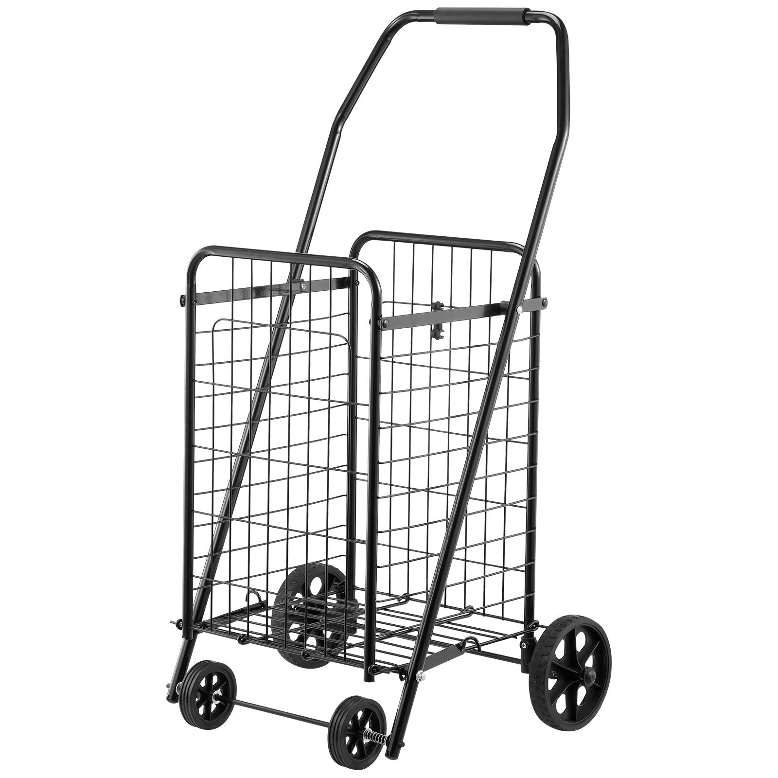 Shopping Cart, Folding Grocery Utility Cart with Swivel Wheels, 40.8 kg Large Load Capacity, Heavy Duty V952-XYC2ZDSTCSJS7HKN9001V0