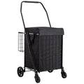 Shopping Cart, Folding Grocery Utility Cart with Dual Baskets, Waterproof Liner & Wheels, 45 KG Large Load V952-XYC2ZDSTCSJSJVKLW001V0