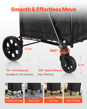 Shopping Cart, Folding Grocery Utility Cart with Dual Baskets, Waterproof Liner & Wheels, 45 KG Large Load V952-XYC2ZDSTCSJSJVKLW001V0
