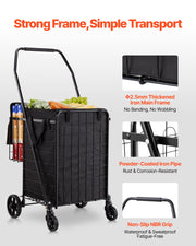 Shopping Cart, Folding Grocery Utility Cart with Dual Baskets, Waterproof Liner & Wheels, 45 KG Large Load V952-XYC2ZDSTCSJSJVKLW001V0