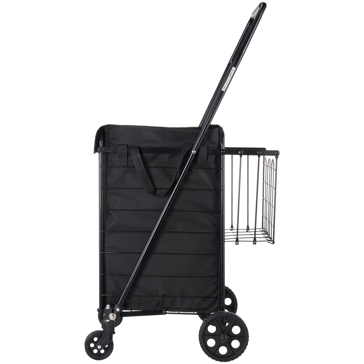 Shopping Cart, Folding Grocery Utility Cart with Dual Baskets, Waterproof Liner & Wheels, 45 KG Large Load V952-XYC2ZDSTCSJSJVKLW001V0
