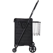 Shopping Cart, Folding Grocery Utility Cart with Dual Baskets, Waterproof Liner & Wheels, 45 KG Large Load V952-XYC2ZDSTCSJSJVKLW001V0