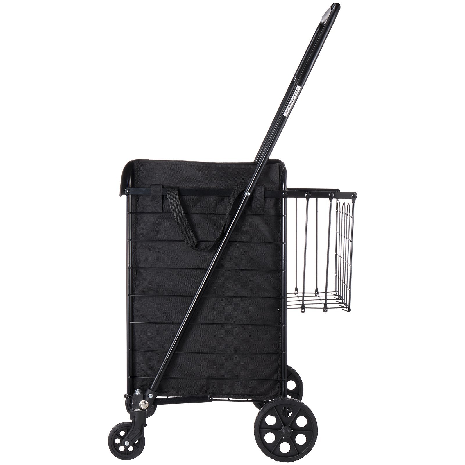 Shopping Cart, Folding Grocery Utility Cart with Dual Baskets, Waterproof Liner & Wheels, 45 KG Large Load V952-XYC2ZDSTCSJSJVKLW001V0