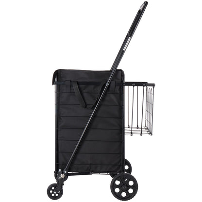 Shopping Cart, Folding Grocery Utility Cart with Dual Baskets, Waterproof Liner & Wheels, 45 KG Large Load V952-XYC2ZDSTCSJSJVKLW001V0