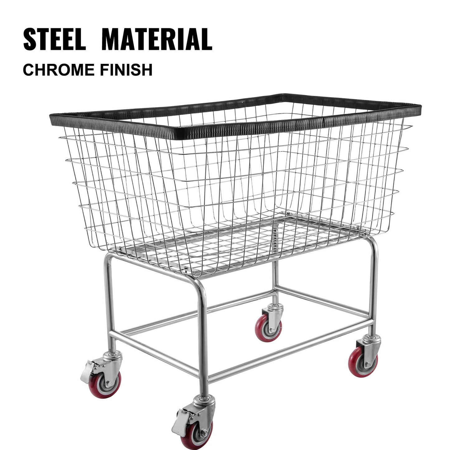 Wire Laundry Cart Wire Laundry Basket 4.5 Bushel Heavy Duty w/ 5'' Wheels V952-XYCDG200F-D000001V0