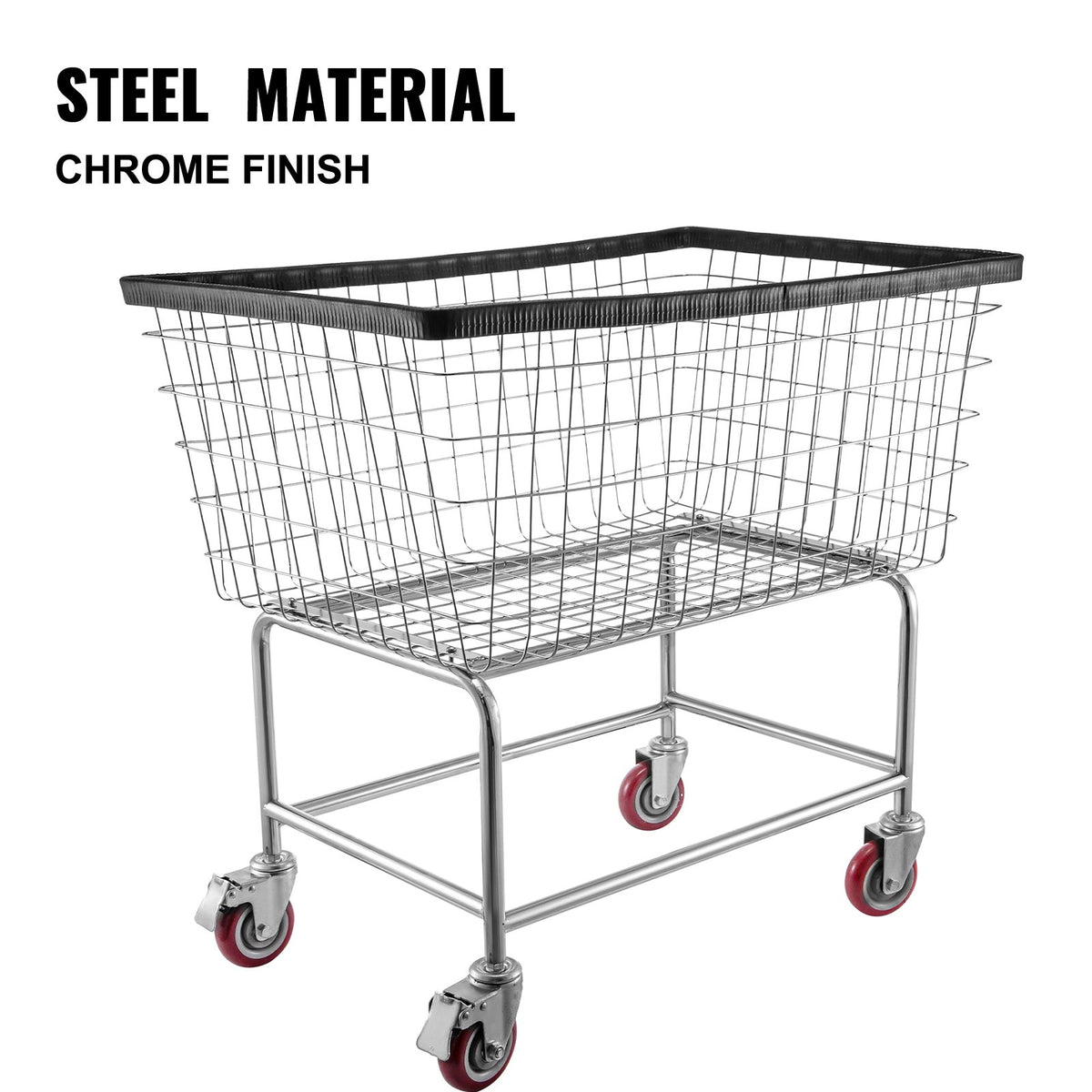 Wire Laundry Cart Wire Laundry Basket 4.5 Bushel Heavy Duty w/ 5'' Wheels V952-XYCDG200F-D000001V0