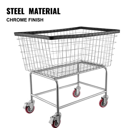 Wire Laundry Cart Wire Laundry Basket 4.5 Bushel Heavy Duty w/ 5'' Wheels V952-XYCDG200F-D000001V0