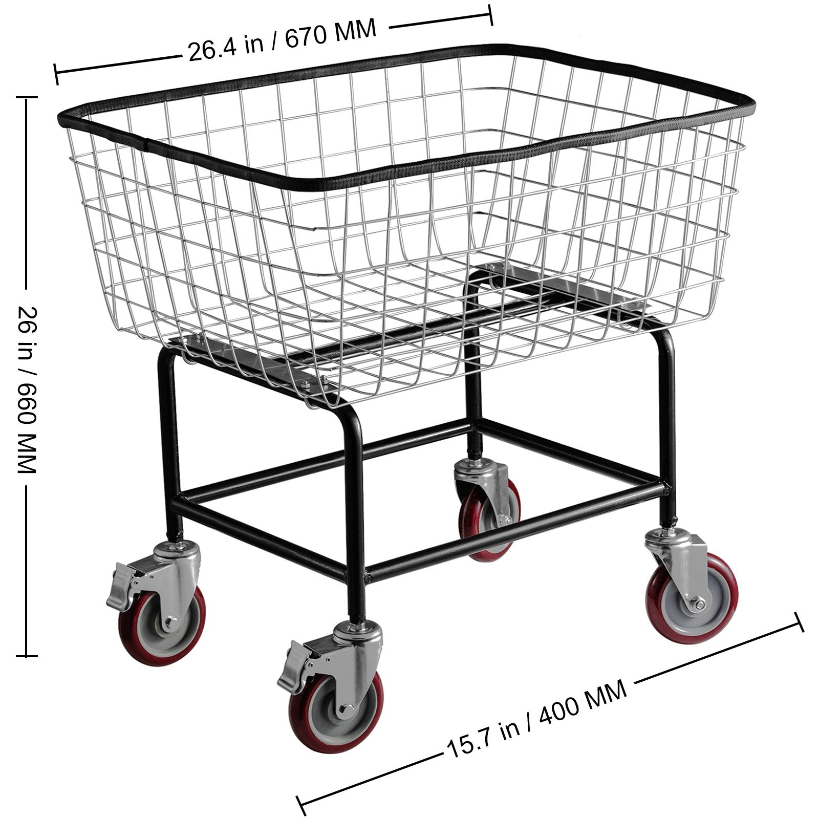 Wire Laundry Cart Wire Laundry Basket 4.5 Bushel Heavy Duty w/ 5'' Wheels V952-XYCDG200F-D000001V0