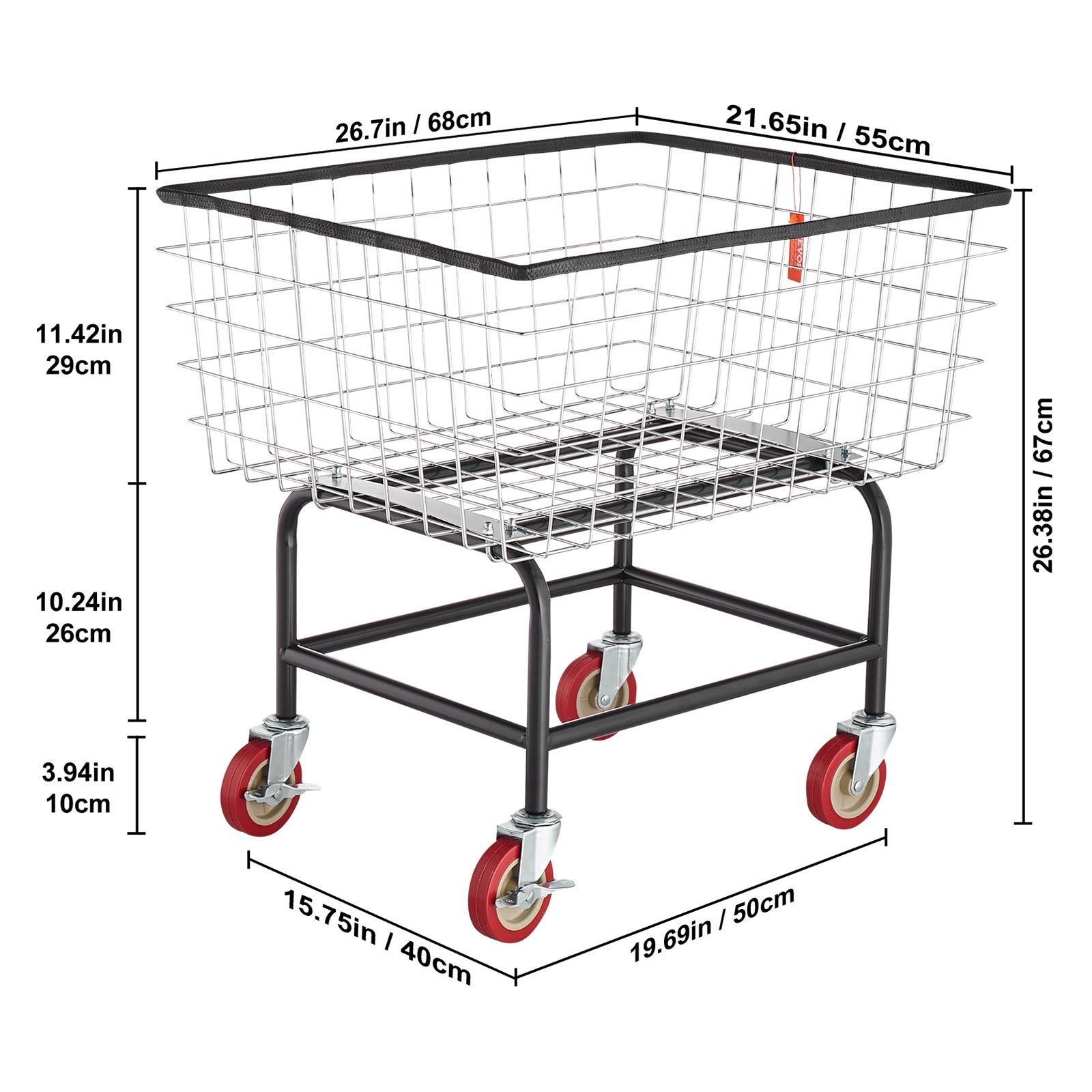 Wire Laundry Cart Wire Laundry Basket 2.8 Bushel Heavy Duty w/ 4'' Wheels V952-XYCDG96B-X0000001V0