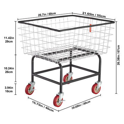 Wire Laundry Cart Wire Laundry Basket 2.8 Bushel Heavy Duty w/ 4'' Wheels V952-XYCDG96B-X0000001V0