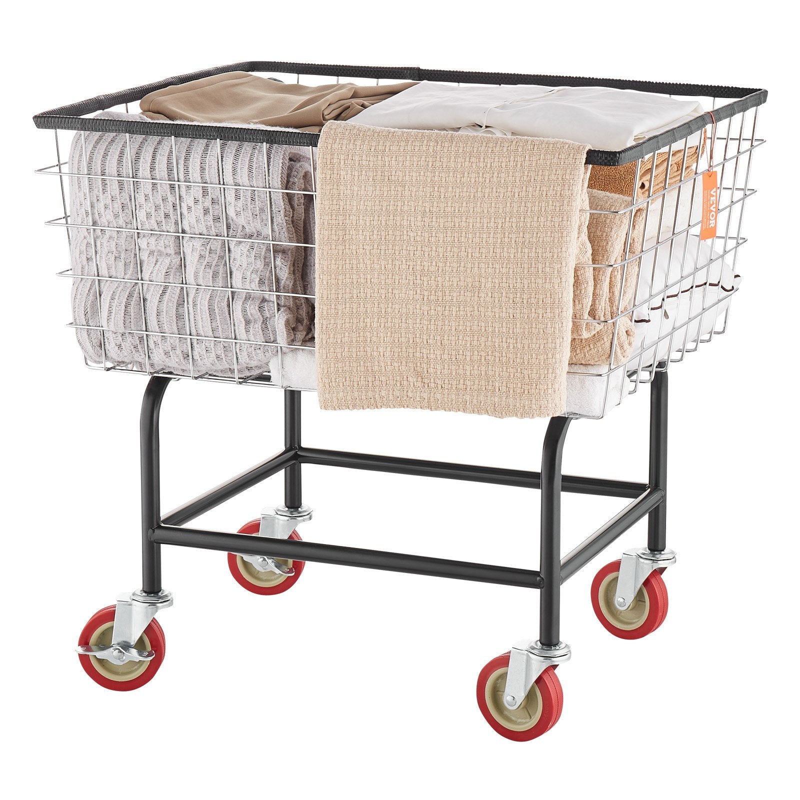 Wire Laundry Cart Wire Laundry Basket 2.8 Bushel Heavy Duty w/ 4'' Wheels V952-XYCDG96B-X0000001V0
