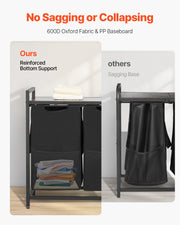 3 Section Laundry Sorter, Large Laundry Hamper with Metal Frame and Wooden Tabletop, Freestanding Storage V952-XYLEKJSMCLS1B584D001V0