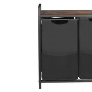 3 Section Laundry Sorter, Large Laundry Hamper with Metal Frame and Wooden Tabletop, Freestanding Storage V952-XYLEKJSMCLS1B584D001V0