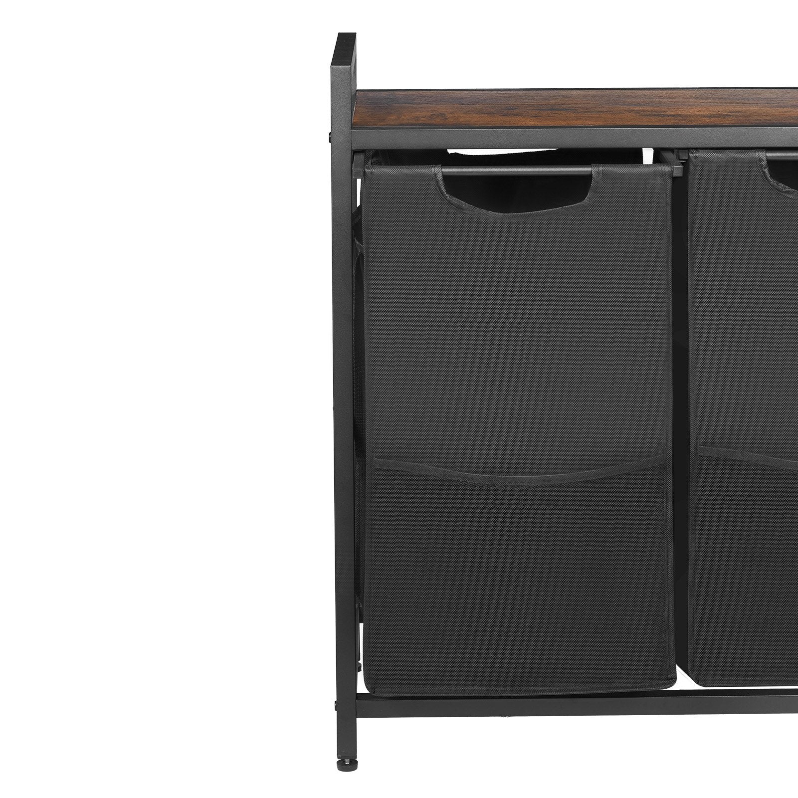 3 Section Laundry Sorter, Large Laundry Hamper with Metal Frame and Wooden Tabletop, Freestanding Storage V952-XYLEKJSMCLS1B584D001V0