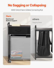 3 Section Laundry Sorter, Rolling Laundry Hamper with 2 Drawers, Hooks & Wheels, Rolling Basket Organizer V952-XYLEKJSMCTS1WJGUD001V0
